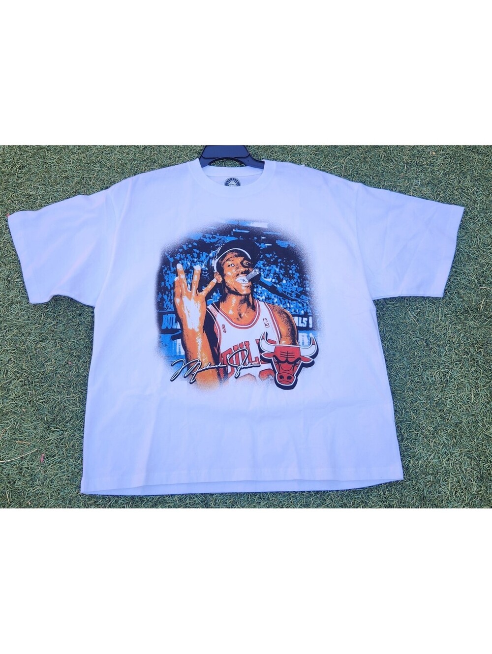 Vintage Style Michael Jordan Grandslam Bulls White Oversized Shirt Size XL NWOT